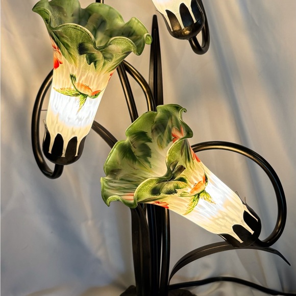 Hummingbird Tulip Glass & Bronze Dragonfly Tiffany Vintage Style Lamp TL4352-LLF - Picture 2 of 7